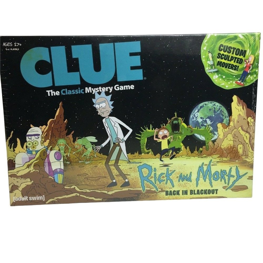 Clue Rick And Morty Classic Mystery Board Game Adult Swim Back In Blackout New